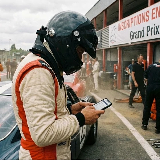 participant qui s'inscrit en ligne avec évènements motorisés